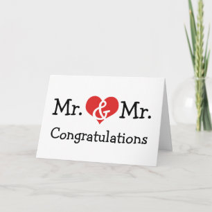 Carte Mr et Mr Love Heart Wedding Congratulations