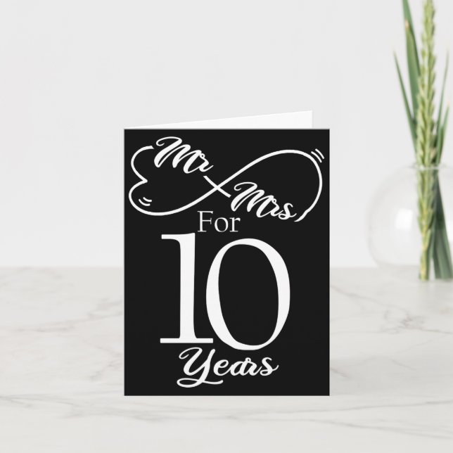 Carte Mr Mrs For 10 Years 1st Wedding Anniversary  (Devant)