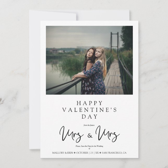 Carte MRS & MRS Valentine's Wedding LGBT Lesbian Photo (Devant)