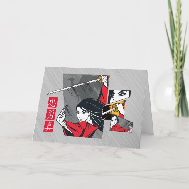 Carte Mulan avec panneaux illustrés d'épée (Devant)