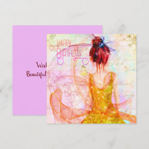 Carte Multi Color Mystical Girl Joyeux anniversaire