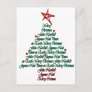 Carte multilanguage de Chistmas Feliz Natal Tree