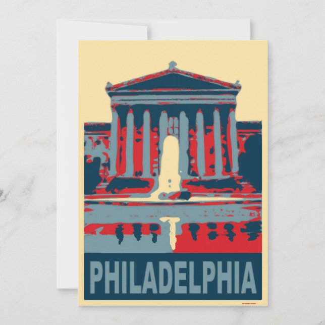 Carte Musée Philadelphie en Bleu (Devant)
