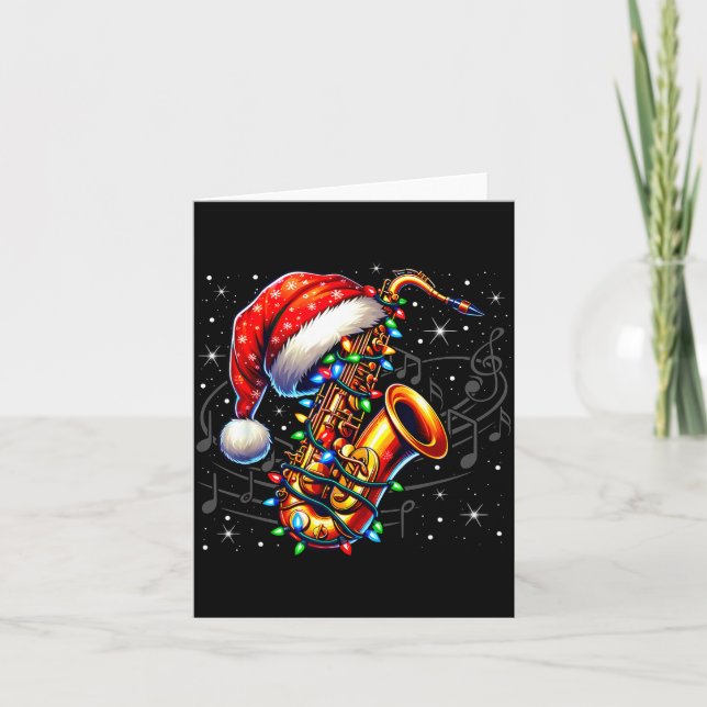 Carte Music Notes Treble Clef Christmas Saxophone Jazz M (Devant)