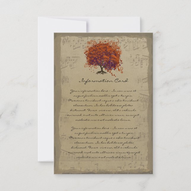 Carte Musical Gold Dark Orange Plum Heart Leaf Tree (Devant)