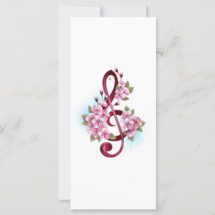 Carte Musical treble clef notes with sakura flowers