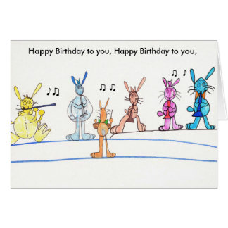 Carte musicale de joyeux anniversaire aux lapins