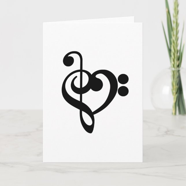 Carte Musicien Coeur de musique - Treble Bass Clef (Devant)