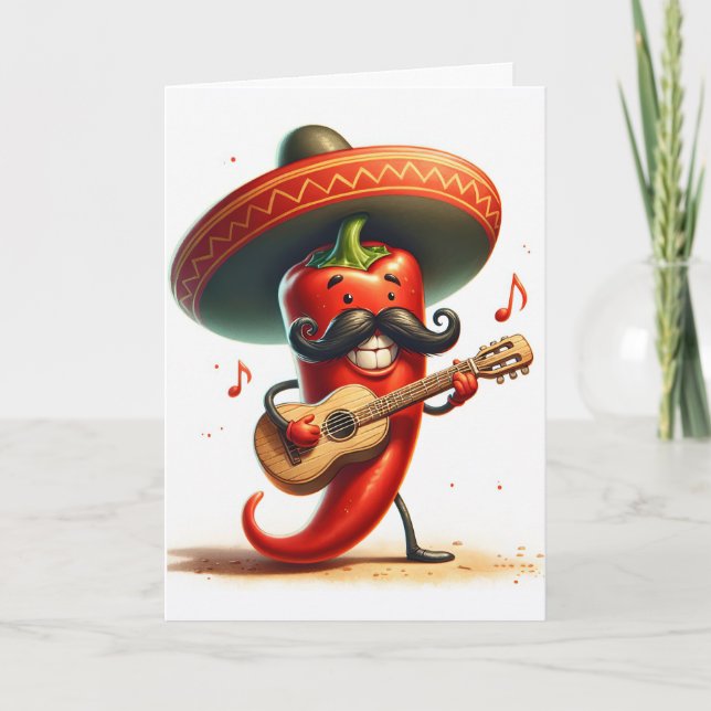 Carte Musicien Paprika Rouge Anniversaire (Devant)