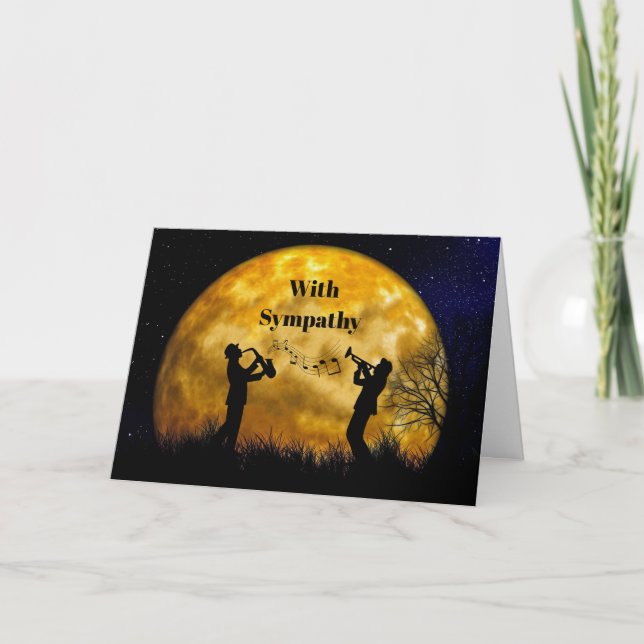 Carte Musiciens Pleine lune Aquarelle Sympathie (Devant)