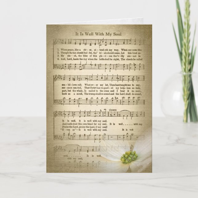 Carte musique ancienne hymne sépia et fleur pour la symp (Devant)