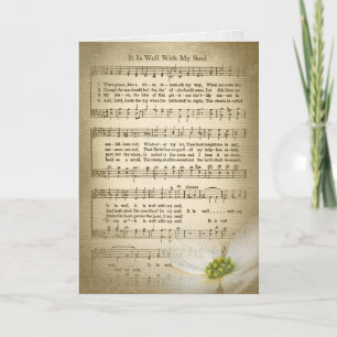 Carte musique ancienne hymne sépia et fleur pour la symp