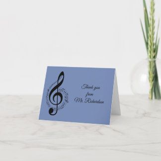 Carte Musique bleue Merci personnalisé (vide à l'intérie