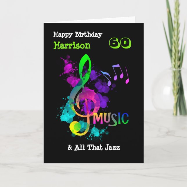 Carte Musique colorée Thème Joyeux Anniversaire Personna (Devant)