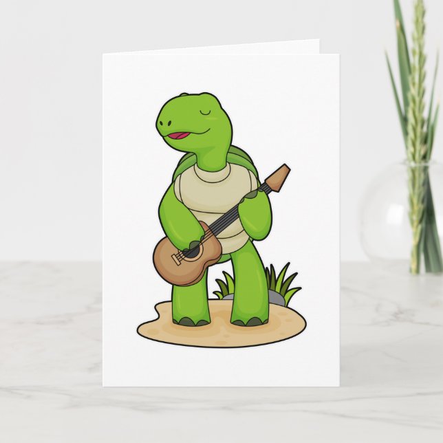 Carte Musique de guitare musicienne de tortue (Devant)