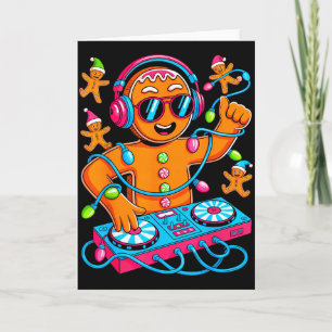 Carte Musique de maison de Noël rétro Gingerbread Dj Tec