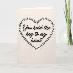 Carte Musique Lover Clé de mon coeur Valentine Card
