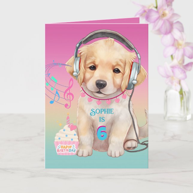 Carte Musique mignonne Aimant Golden Retriever Personnal (Orchidée)