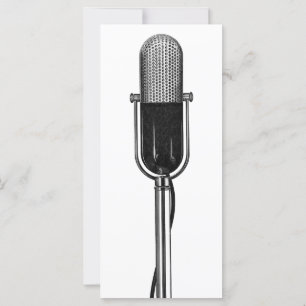 Carte Musique vintage, Microphone rétro à l'ancienne
