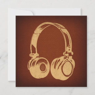 Carte Musique vintage Thème Rétro Casques Art