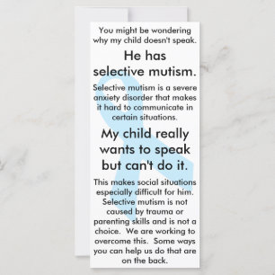 Carte Mutisme sélectif Do's and Don'ts (mâle)