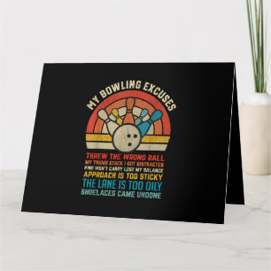 Carte My Bowling Excuse Retro Vintage Funny Bowler Bowl