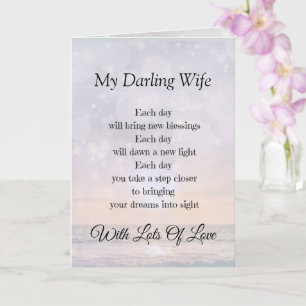 Carte My Darling Femme Encouragement Poème Salutation