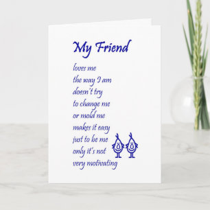 Carte My Friend - une pensée drôle de vous poème