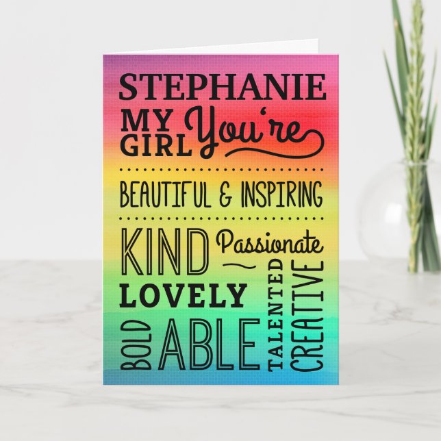 Carte My Girl Birthday - Compliments colorés (Devant)