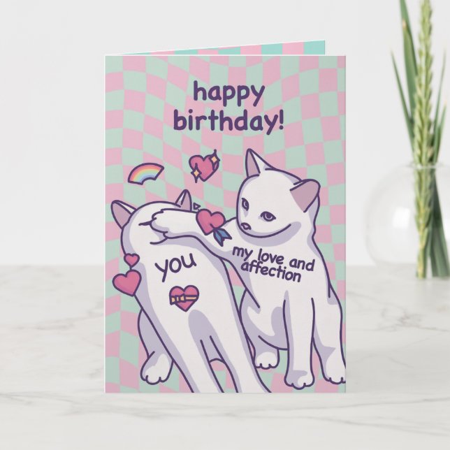 Carte My Love and Affection Birthday Slap – Funny Cat Gr (Devant)