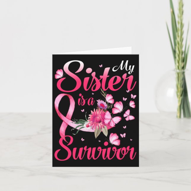 Carte My Sister Is A Survivor Butterfly Breast Cancer (Devant)