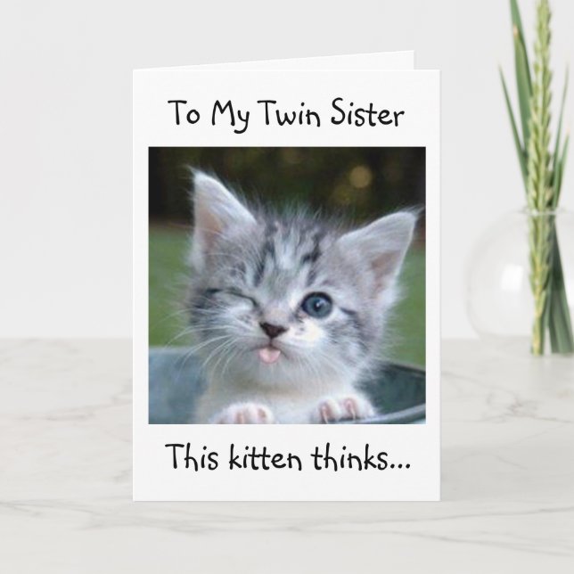CARTE "MY TWIN" EST LE "CHAT'S MEOW" JEUX ANNIVERSAIRE (Devant)
