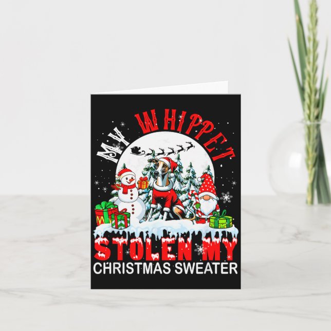 Carte My Whippet Stolen My Christmas Sweater Santa Dog O (Devant)