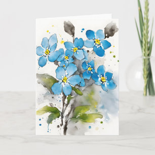 Carte Myosotis - Fleurs aquarelle