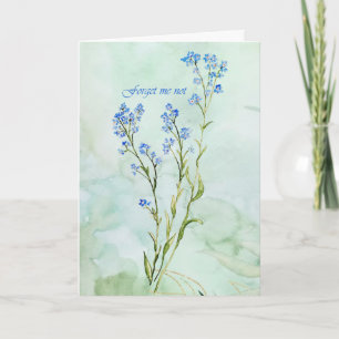 Carte Myosotis personnalisé Fleur de jardin à l'aquarell