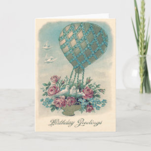 Carte Myosotis rose chaud de ballon à air de colombe