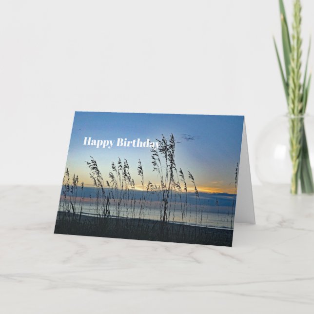 Carte Myrtle Beach Grass Sunrise Photo Anniversaire (Devant)