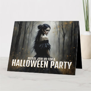 Carte Mystérieuse Dame dans la sombre forêt d'Halloween