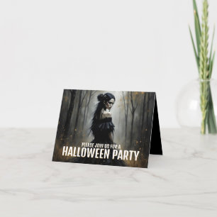 Carte Mystérieuse Dame dans une sombre forêt d'Halloween