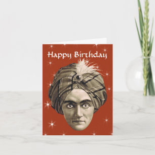 Carte Mystérieux Génie Magique Tête Face Turban Annivers