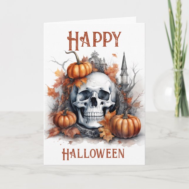 Carte Mystic Halloween Gothic Skull Art - Enchantant (Devant)