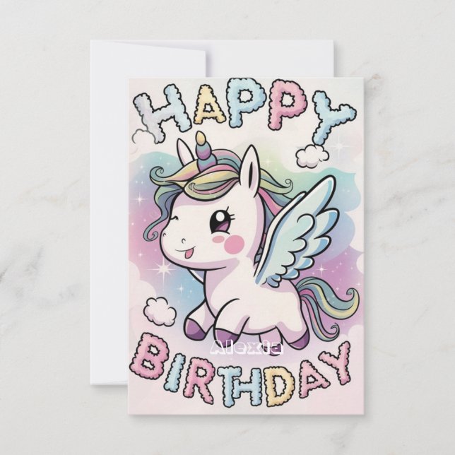 Carte Mystical Dreamy Unicorn Anniversaire (Devant)