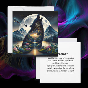 Carte Mystical Wolf Howling at Moon Surreal Ai Prompt