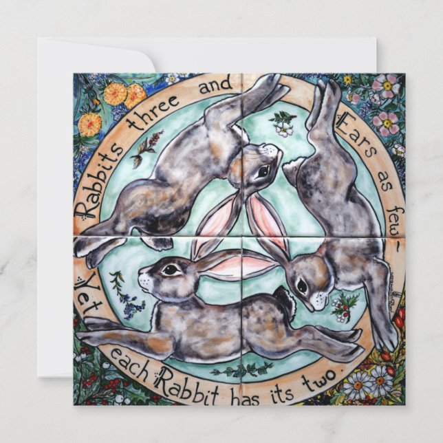 Carte Mystique Trois lapins Hares Oreilles 4 Saisons Vid (Devant)