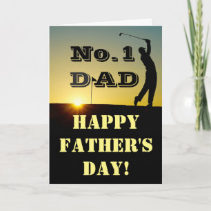 Carte N°1 Papa golfeur au coucher du soleil Fête des pèr