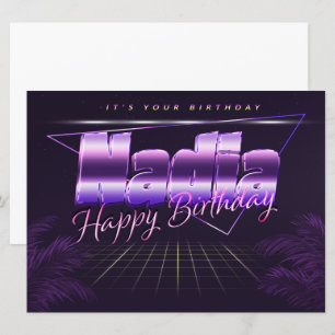 Carte Nadia Nom Prénom lila retro Map Anniversaire