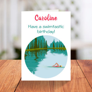 Carte Nage en eau libre personnalisée Anniversaire
