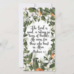 Carte Nahum 1:7, Aquarelle Bible verse signet