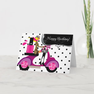 Carte Nail de fête d'anniversaire mignon Polonais Scoote
