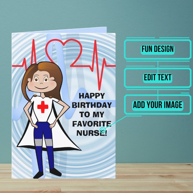 Carte Naissance de la super infirmière (This lovely card is specifically for the friend or family member in your life who is a super nurse.)